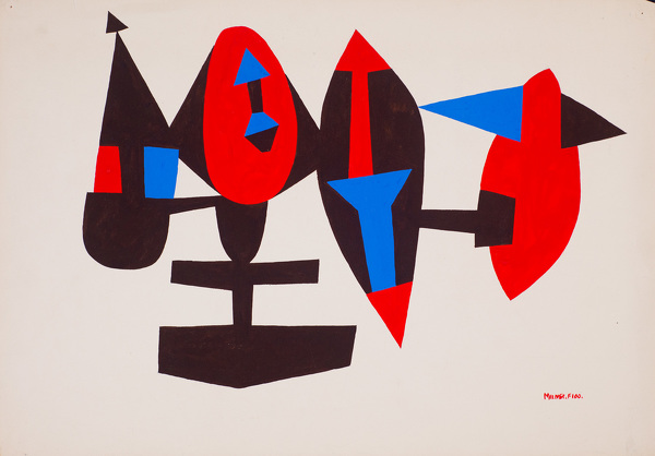 Artist Allan Milner (1910-1984): Mobile in brown, red and blue (F100), circa 1960
