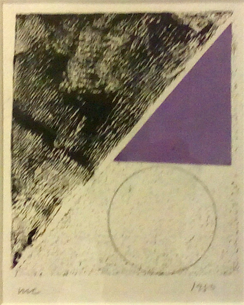 Artist Michael Canney (1923-1999): Abstract with sphere and purple triangle, 1980